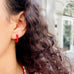SANTORINI, Perissa Small Bead Hoops, Red/Golden