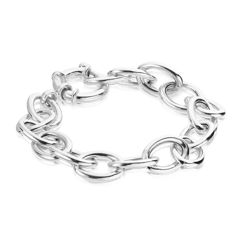 BASIC, Oval Link Bracelet, Silver