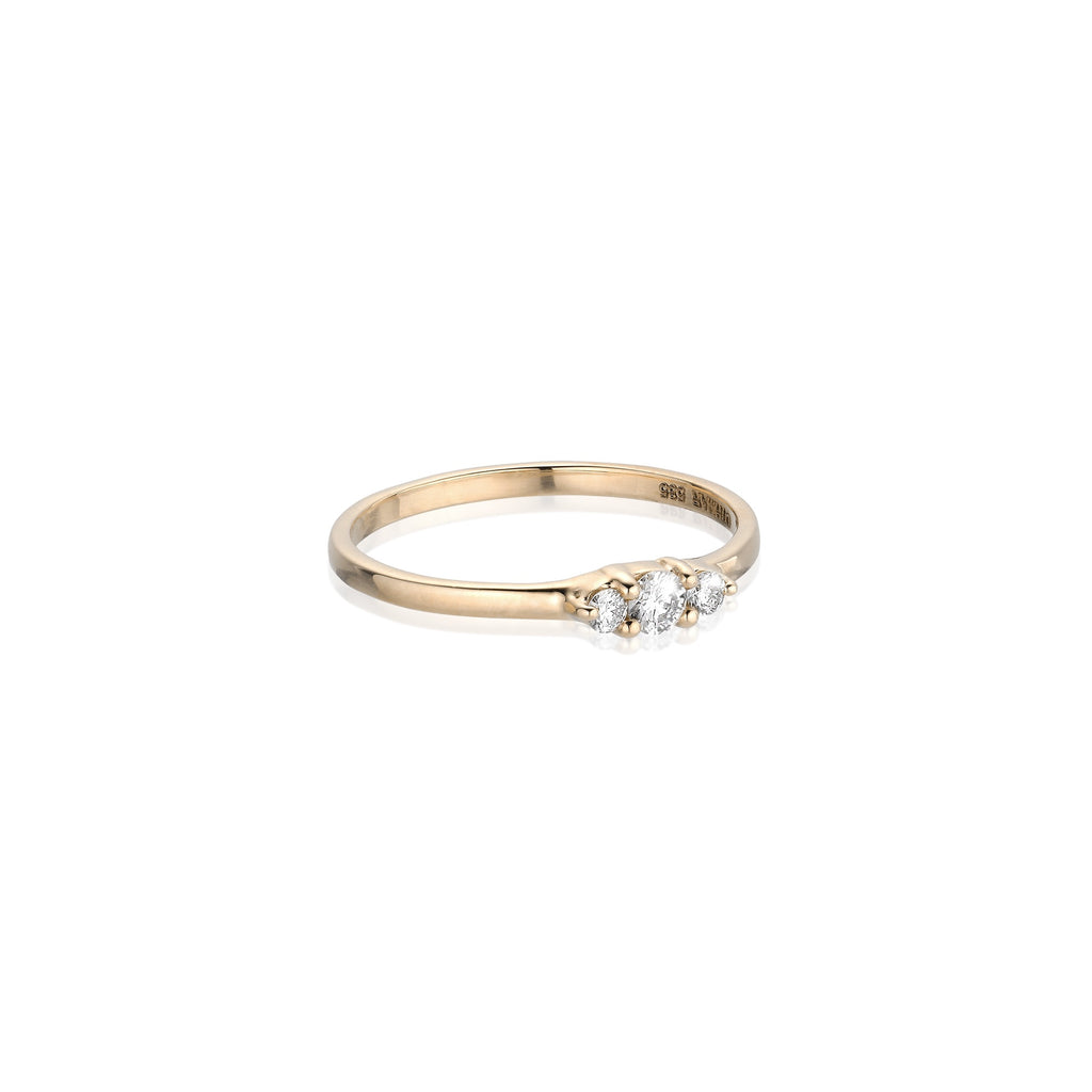 ALIGNED, 3-stone small Ring, Gold/White