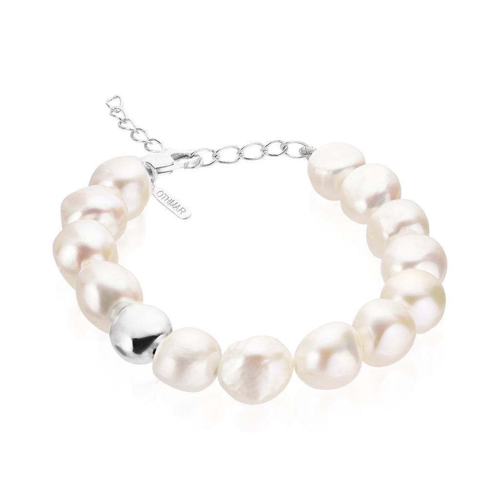 BRETAGNE, Audierne Pearl Bracelet, White/Silver