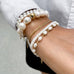 BRETAGNE, Quiberon DB Pearl Bracelet, White/Golden