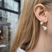 DROPS DELIGHT, Pearl Studs, White oval small/gold