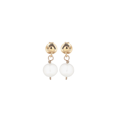 DROPS DELIGHT, Pearl Studs, White oval small/gold