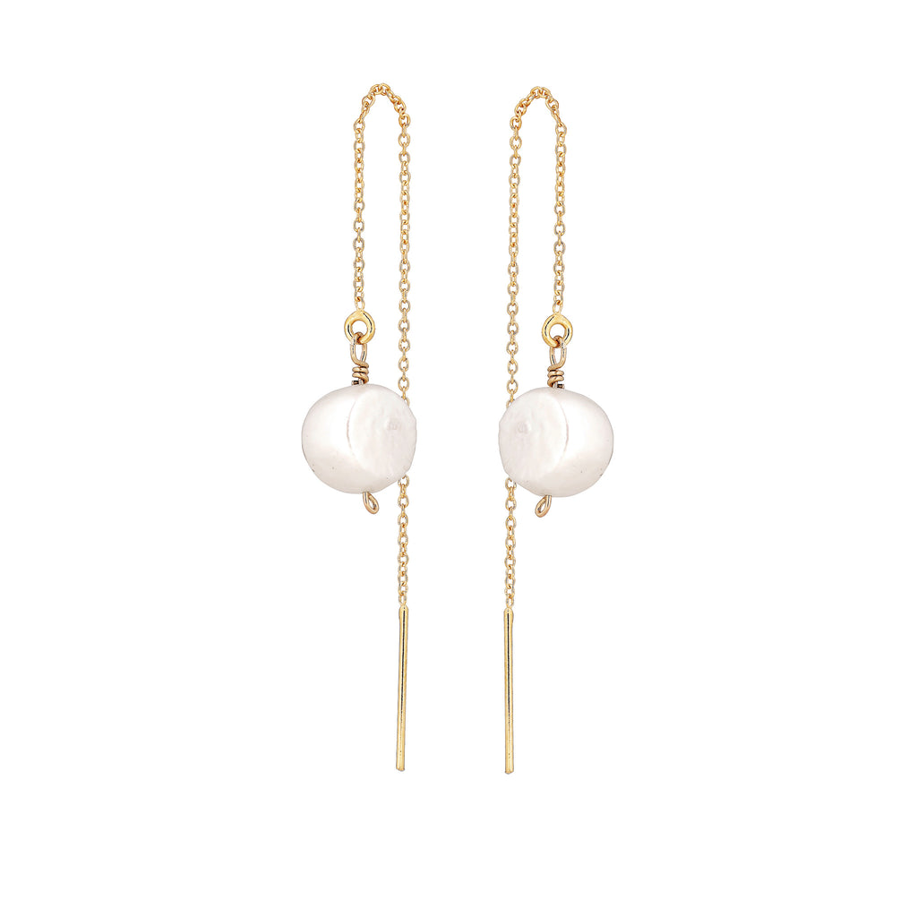 OYSTER, Large Grit dangles, gold/white