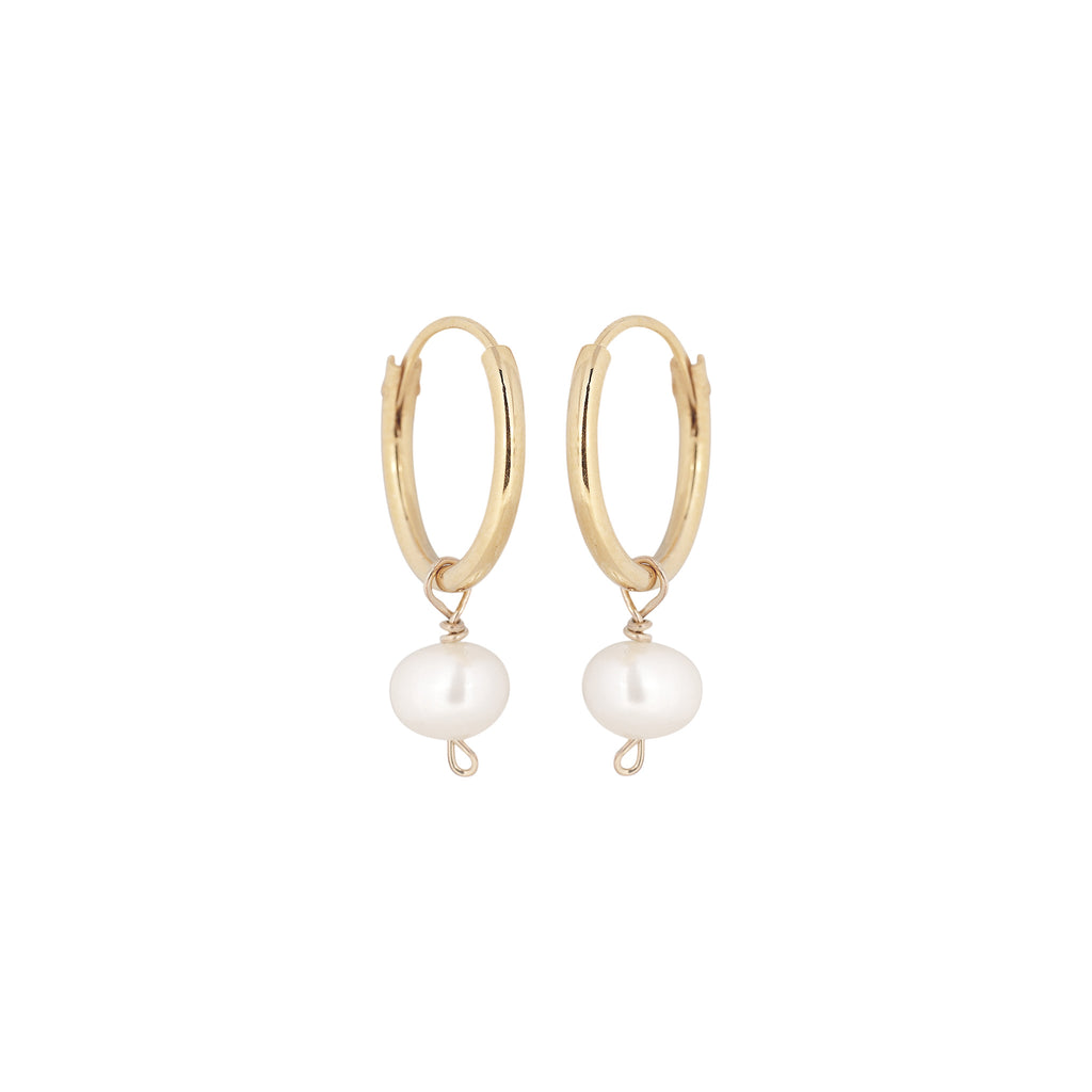 DROPS DELIGHT, Mini hoop 12mm, White pearls/Gold