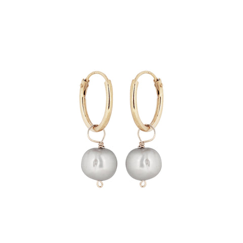 DROPS DELIGHT, Mini hoop 15mm, Gray pearl/Gold
