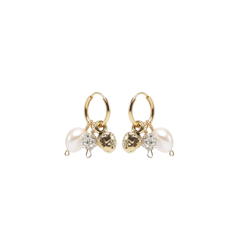 VINTAGE, Angel Pearl Hoops, Gold