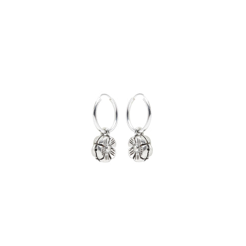 VINTAGE, Flower slice hoops, Silver
