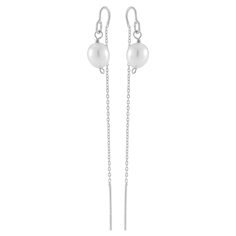 DROPS DELIGHT, Pearl plain Dangles, White Silver