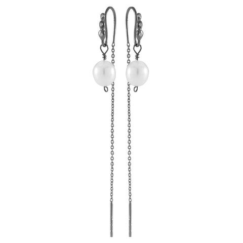 DROPS DELIGHT, Pearl Dangles, white pearl/topaz, Dark SIlver