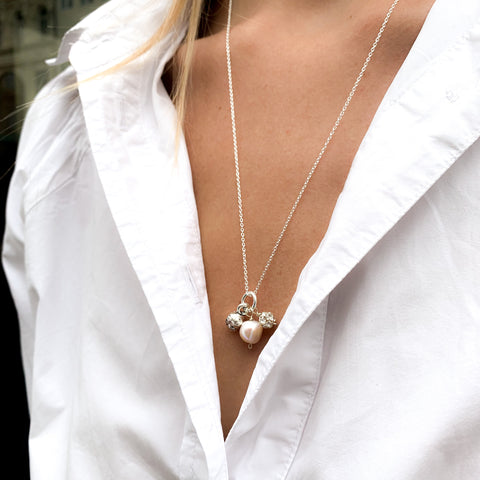 VINTAGE, Angel Pearl Necklace, Silver