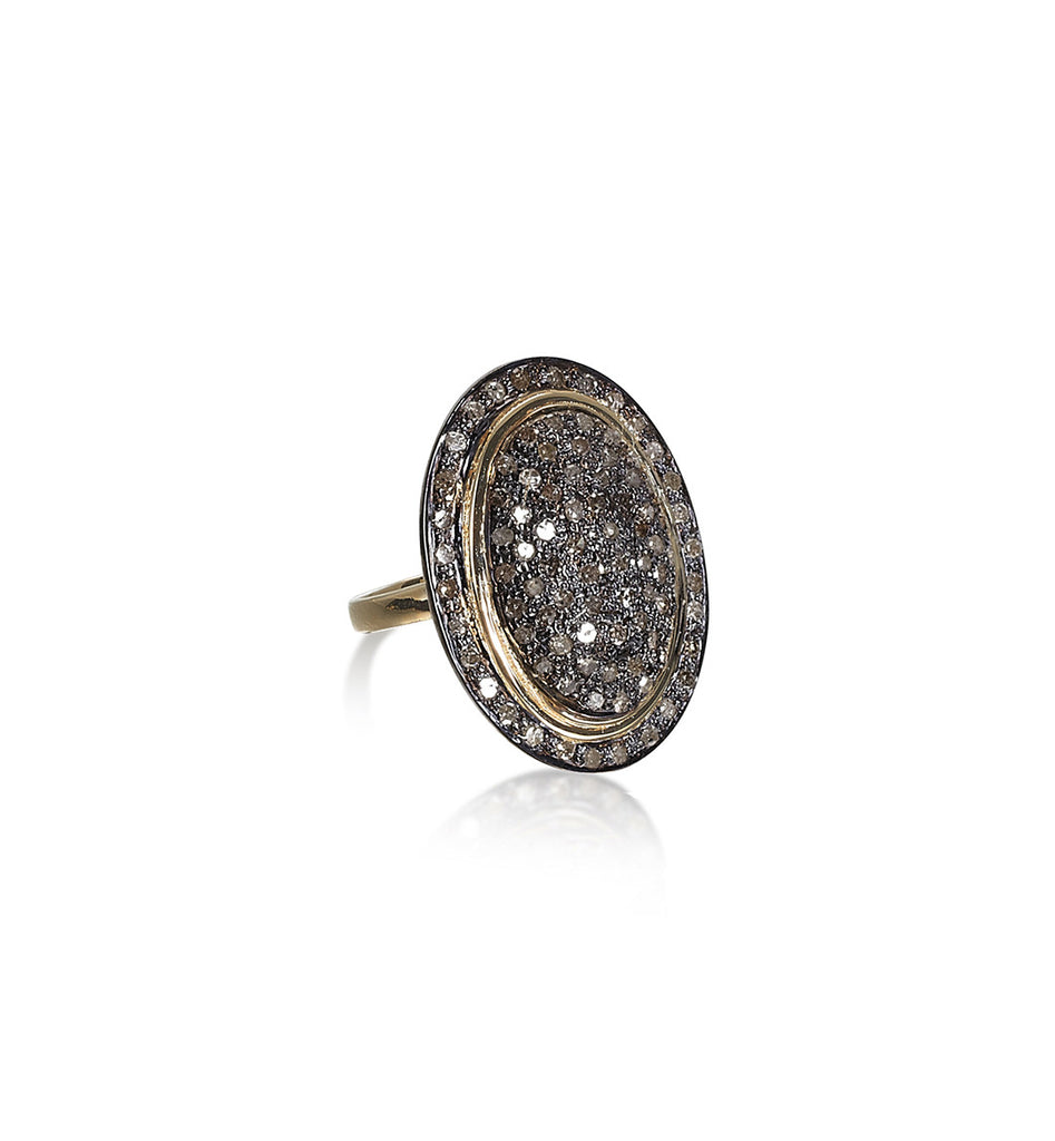 DIAMONDS, Large Oval Gold Lined Ring